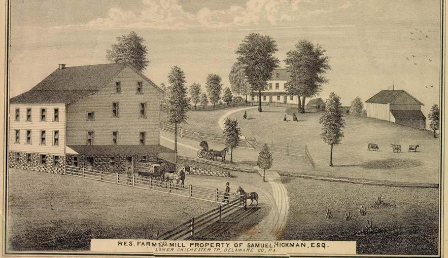 Below is the full picture of the estate of Samuel Hickman drawn about 1875 by an artist.