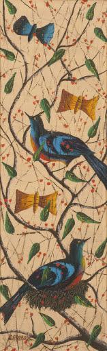 Descourcel Gourgue born 1927, Port-au-Prince, Haiti Two Birds in a Tree with