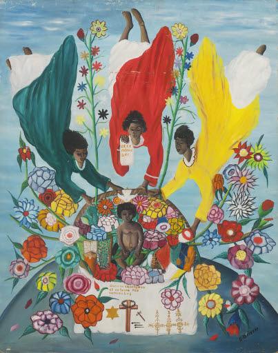 0254 Edgar Brièrre born 1933, Port-au-Prince, Haiti Three Angels with Black Jesus,