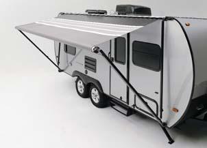 Optional Spray-Port exterior sprayer. The optional awning extends your camping area, keeps the elements at bay, and the graphics are printed on both sides.