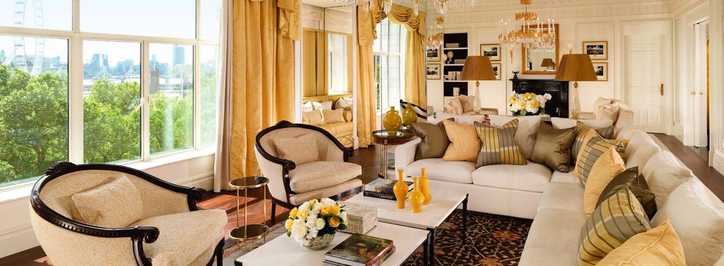 CONTENTS THE ROYAL SUITE OVER A ROYAL ENTOURAGE Guests are afforded dramatic views from floor to ceiling windows over the River Thames, giving an awe-inspiring panorama, with seven of London s