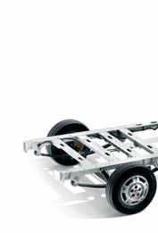 Wide-track rear axle Greater driving stability and spaciousness are ensured thanks to the widely spaced wheels. Special low-frame chassis The chassis is lighter, yet still stable.