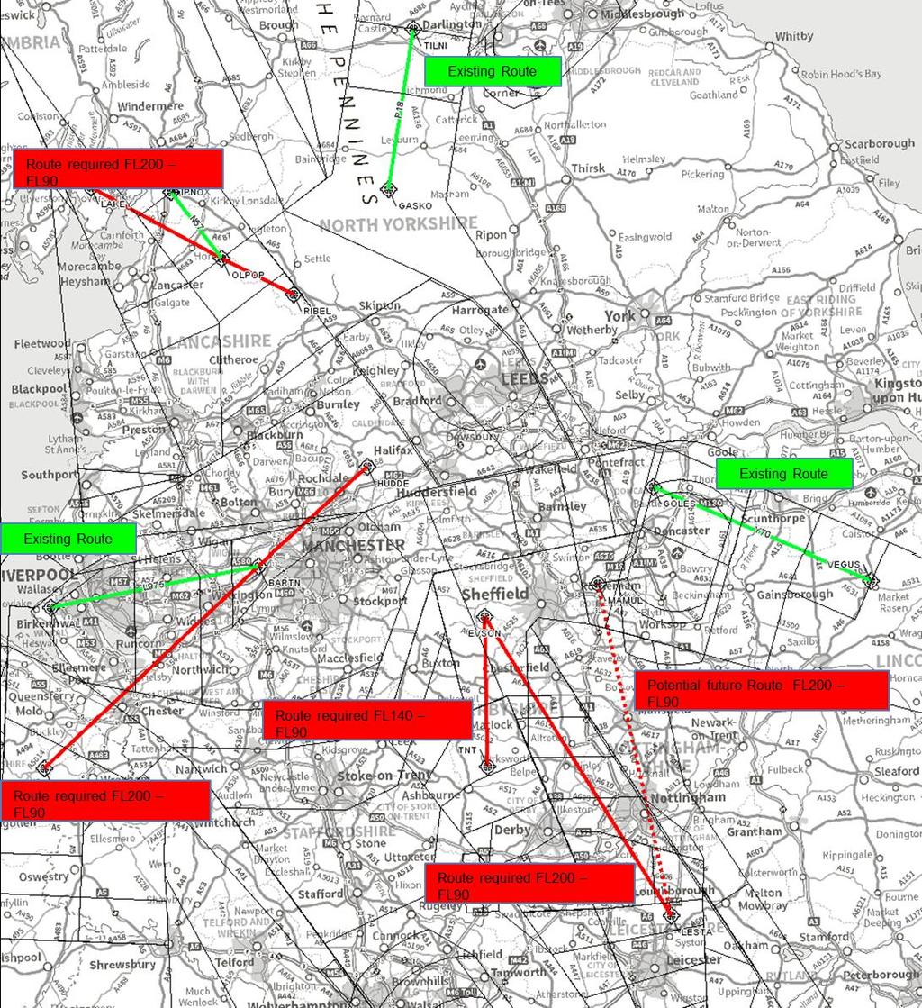 Arrivals Figure 11 provides details of the existing routes that will be utilised under the proposal (green), and the new routes that will be required (red).