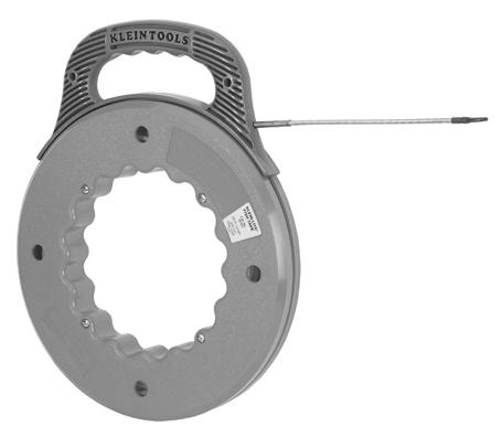 Enlarged eye-loop accommodates up to five unstripped No. 12 AWG wires. Rated to 500 lbs. maximum pulling force. Klein-Flex spiral-wound fish tape is for shorter runs through curves. Cat. No. Color-Coded Handle Handle Type Reel Diameter Weight (lbs.