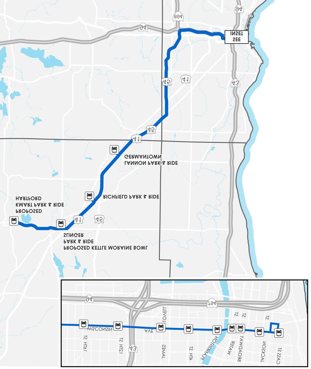 Commuter Express Service to Fond du Lac This alternative would connect West Bend and Kewaskum with Fond du Lac Transit at its downtown transfer zone, and provide direct service to UW-Fond du Lac,