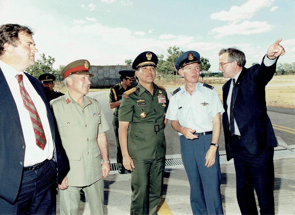 (Vice-President of Indonesia), at Tindal Air Force Base, Katherine, 1989 L to R: Kim