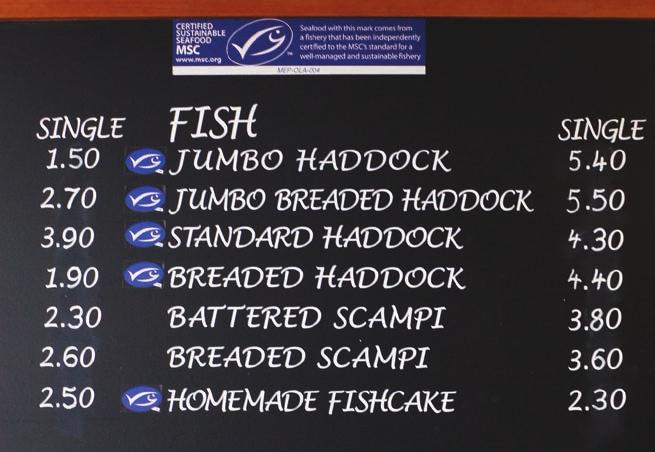 9 Ecolabel User Guide 7. On-menu use On-menu refers to the display of the MSC ecolabel on menus, usually by restaurants or caterers.