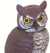 18 Bird Care Owl Bird Deterrent with 360 Spinning Head Wind activated owl with rotating head & reflective eyes to help scare rodents, birds etc. Environmentally friendly.