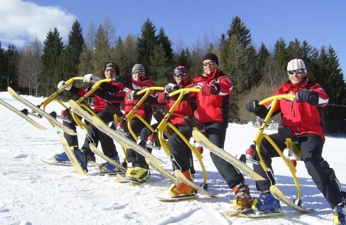 bladeing, cross-country skiing, funny biathlon, slide with
