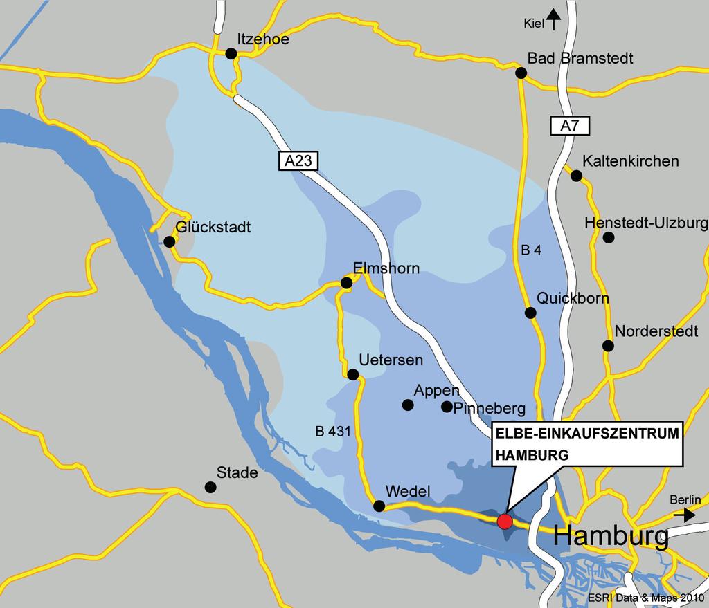 Accessibility / Catchment Area The Elbe-Einkaufszentrum can be easily reached by car from the