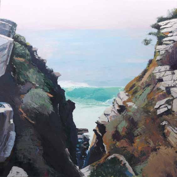 Cliffs and Wave oil on