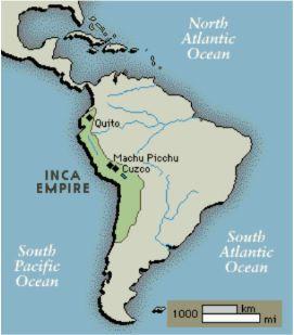Location & Migration Empire was called "Tawantinsuyu" Land of the 4 Quarters Inca Capital: Cuzco Mainly the left shore of South America 1532: