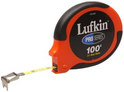 PRO SERIES 100 STEEL TAPE CLASS # 30 TAPE MEASURES PS100S Blade Width: 3/8 Blade length: 100 Orange Hi Visibility Case Yellow Steel Blade 3:1 gear ratio for fast blade retrieval Precise and easy to
