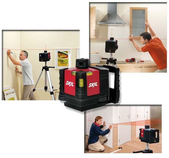 ROTARY LASER LEVEL W/ TRIPOD This Skil manual rotary level features three integrated vial levels for accurate leveling applications as well as level, plumb and squaring beams.