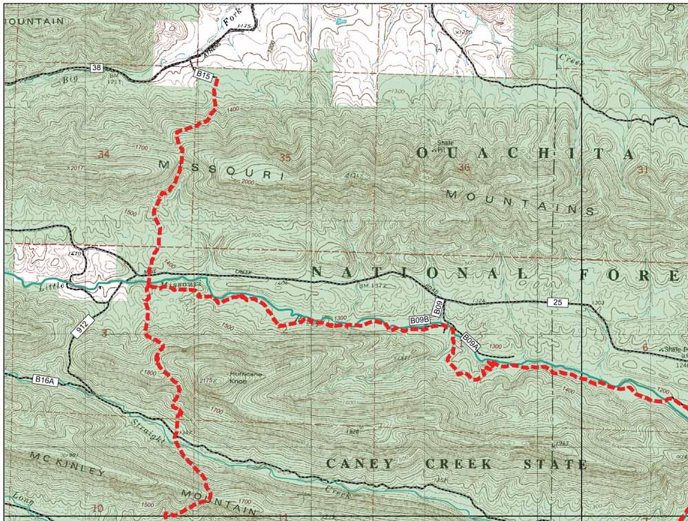 L I T T L E Little Missouri/ Athens-Big Fork Junction Trailhead GPS: N34.433377 W093.973624 About 20 miles to Mena 1.