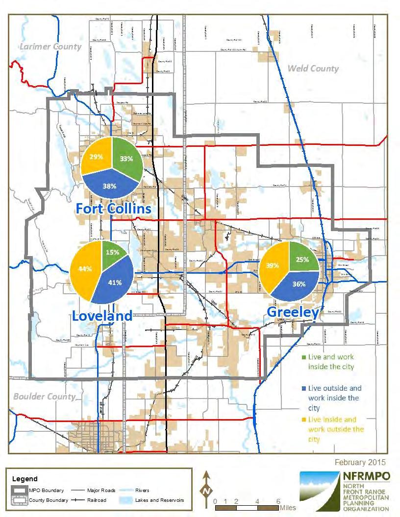 Figure 2-9 Regional Travel Patterns Source: OnTheMap, 2015 In 2011, 74 percent of Loveland s workforce commuted to Loveland from