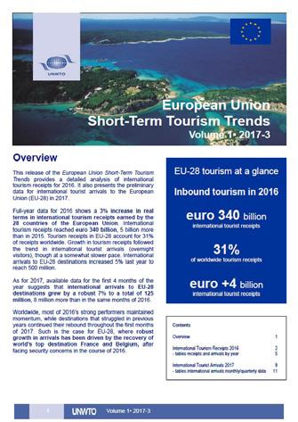 The information is updated six times a year and covers shortterm tourism trends, including a retrospective and prospective assessment of current tourism performance by the UNWTO Panel of Tourism