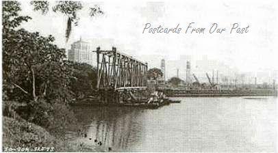 Postcards From Our Past... The historical KCS railroad lift bridge was built in 1941. It crosses over the Neches River at the Port of Beaumont entrance.