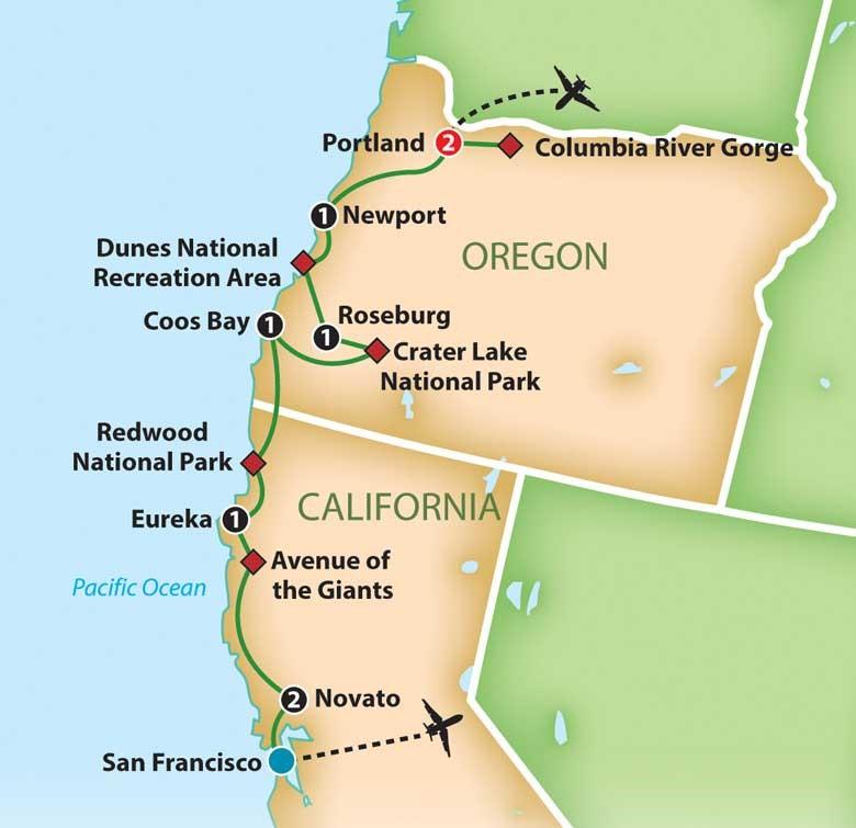 Pacific Coast Journey featuring Oregon s Coast and San Francisco 9 Days,
