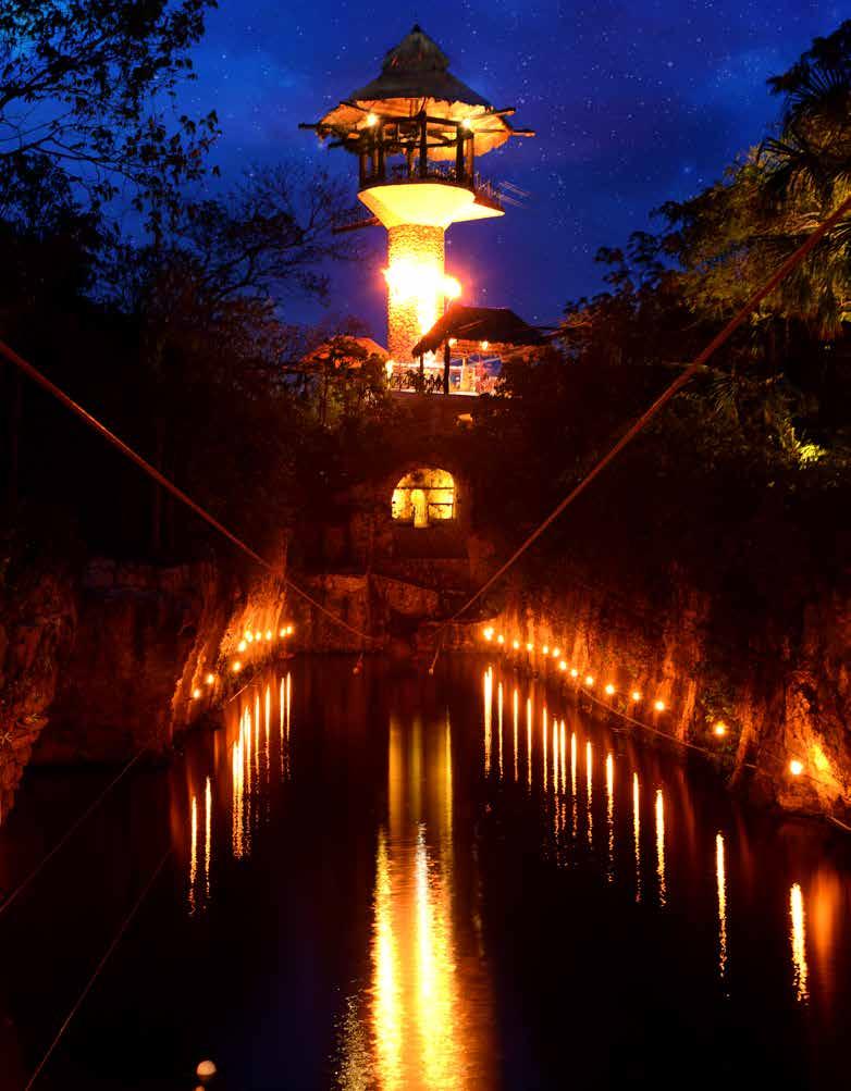 Feel the thrill of the night while gliding in incredible zip-lines, explore this land on board amphibious vehicles through mysterious caves and dive into the refreshing waters of an underground river.