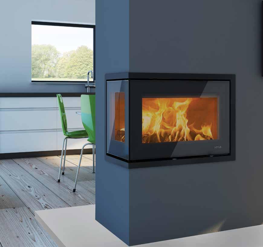 Lotus Unico 11 & 12 Unico 12 IMPRESSIVE VERSATILITY Unico 11 and 12 models offer a corner installation, allowing the flame visuals to be appreciated from multiple angles thanks to the additional