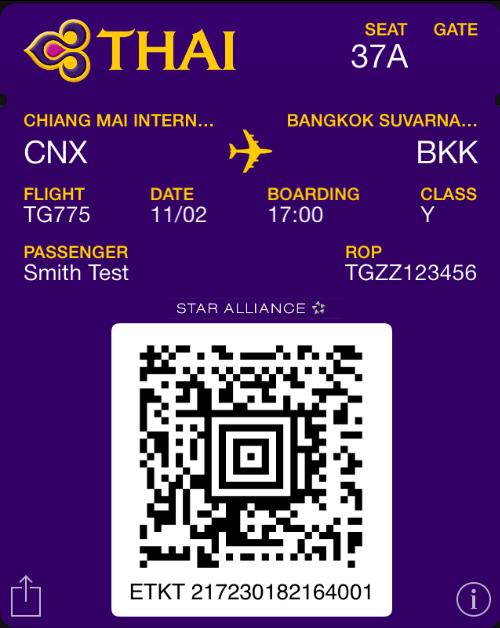 Sample of the Passbook Boarding Pass Remark : Passbook Boarding Pass is applicable for Apple