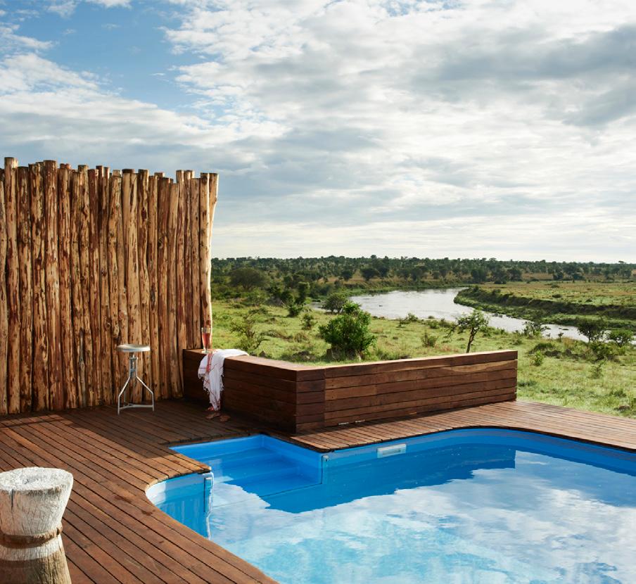 The camp is located amongst the rocks of Kogakuria Kopje with panoramic views of the surrounding landscape, just a few miles from where the wildebeest cross the Mara River.