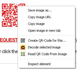 If using Chrome you can right click on any QR code that you find online or generate and