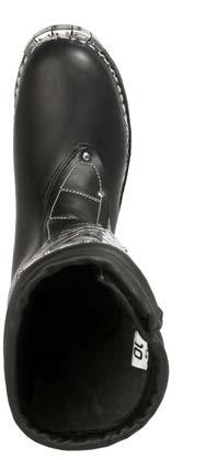 Stamped steel shank. Exclusive ankle brace protector. Full-grain leather upper and lining.