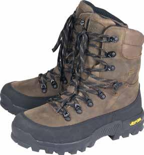 HUNTERS BOOTS Full grain leather, Vibram trek rubber sole. High rubber rand for all terrain protection. Hydroguard membrane which is waterproof and breathable, with 200g Thinsulate insulation.