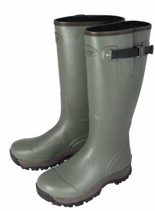 SHIRES WELLINGTON BOOT Rubber upper and sole. Gusset with strap, cotton lining. Colour: Green Sizes: 5-12.