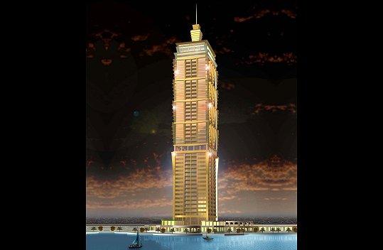 A complex of turns Nakheel Falcon Tower.