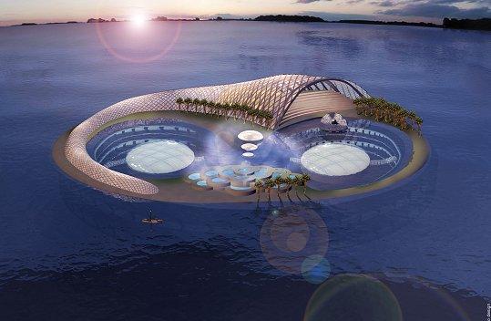 An underwater hotel Hydropolis. Entirely assembled in Germany, this underwater hotel will be immersed with broad of Dubai at the end of 2006.