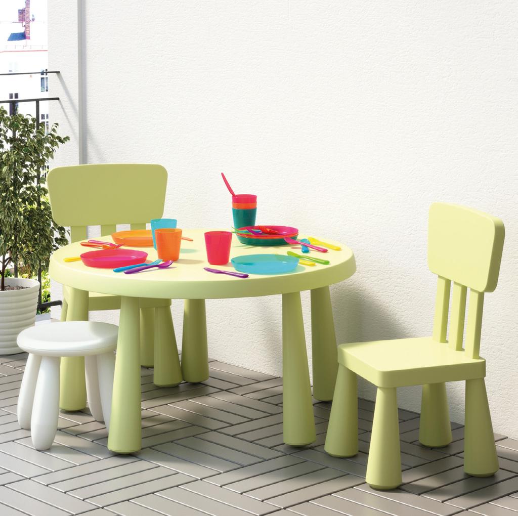 MAMMUT Children's table, light green. 8.675.71. 59 Inter IKEA Systems B.V. 27 BUNSÖ Children's easy chair, outdoor, green. 003.445.83. 19.