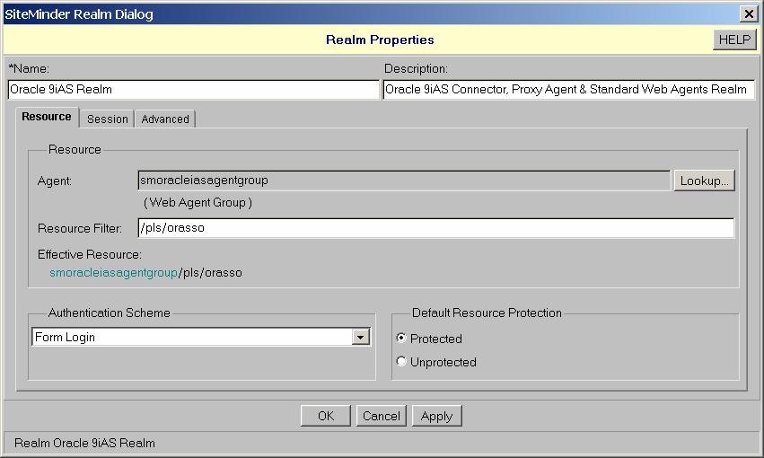 Configure a SiteMinder Realm for the Oracle AS Connector and Proxy Agent Perform the following steps, to add a realm in the SiteMinder policies for the Oracle AS environment.