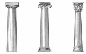running above columns around the exteriors or interiors of buildings. The Greeks developed three main architectural orders Doric, Ionic, and Corinthian that remain influential even today.
