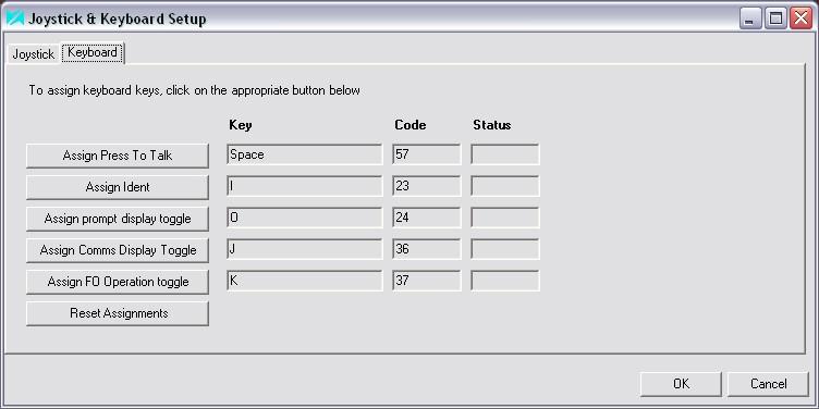 You can also change the keyboard keys that are used for PTT, Ident, prompt window display toggle, comms (recent) display toggle and FO (First officer) operating (active) toggle.