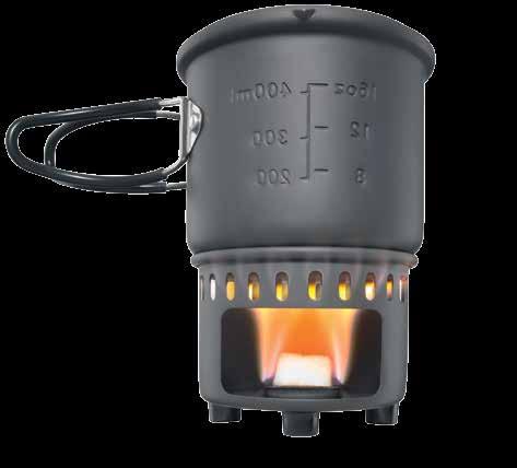 STOVES CS585HA SOLID FUEL STOVE & COOKSET Great for 1-2 person multi-day treks where light weight and compact size are important. Pot with volume indicators in ml/oz.