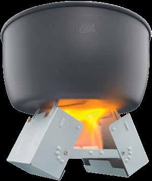 STOVES POCKET STOVES WITH ESBIT SOLID FUEL TABLETS Simple, stable, and reliable stove with 3 cooking positions available suitable for cups, pots, and pans (not included).