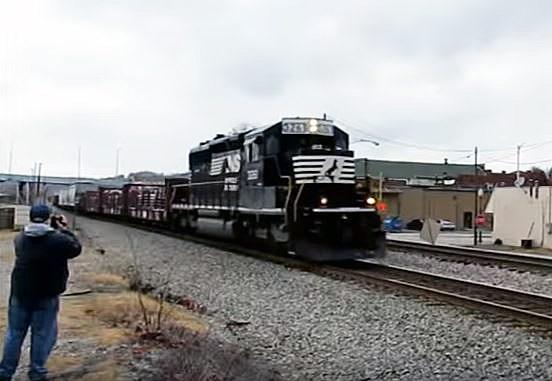 This second still photo from my video is of a Norfolk Southern GE Dash-9 leading an empty coal train through Ironton, OH north bound on NS's Kenova District to Portsmouth, OH.