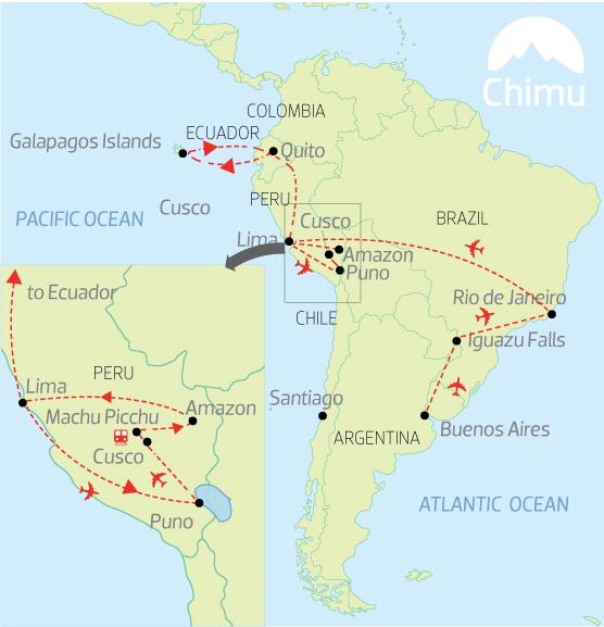 This exciting 27 day journey around South America ticks off the 'Big Five' bucket list items on the continent.