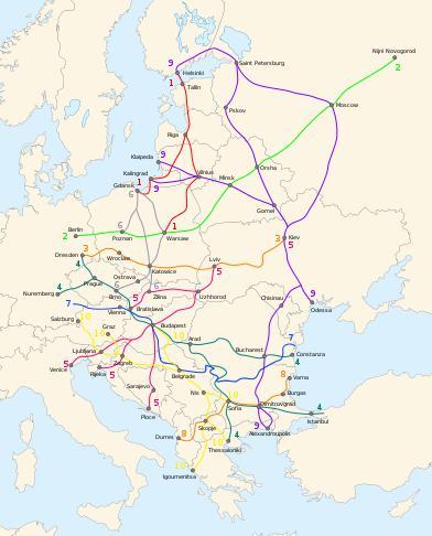Main Corridors in the Danube region Pan-European corridors (Crete 1994, Helsinki 1997) No.