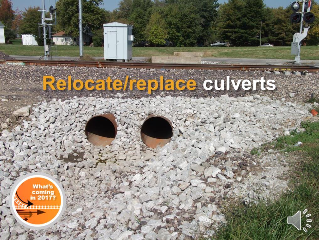 In select locations, culverts are being relocated and/or replaced to improve drainage and