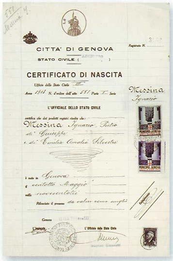 grandfather. Birth of Ignazio Messina.