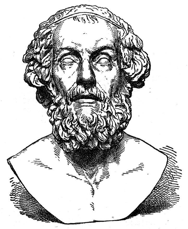 Homer was a Greek bard, a poet who told stories of the heroes and gods. He lived around 750 B.C.