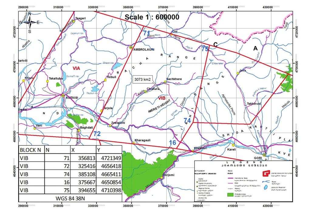 State Proposal EXPLORATION BLOCK VIB Industry: Energy (Oil and Gas) LEPL State Agency of Oil and Gas Ministry of Energy of Georgia Description of the project: Brief background, loca on: The total