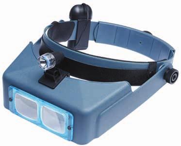 light. MAGNIFIERS Includes: Glasses Frame with Adjustable Lens Holder Adjustable Head Strap Magnification Lenses (1x, 1.