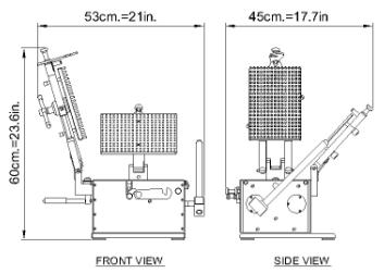 34 inches (90 cm) is minimum width to operate Filler if Orienter is kept on another table.