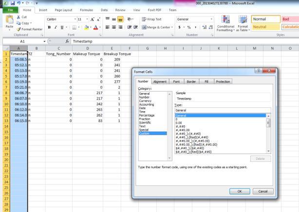Figure 3 Formatting options opened for the Timestamp column Figure 4