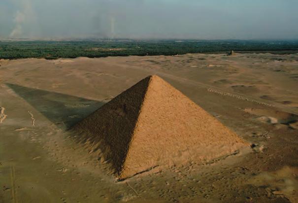 The unstable building material allowed groundwater from the Nile to seep into the walls, causing the entire pyramid to sink and crack. Figure 14. Sneferu Pyramid at Dashur also called Bent Pyramid.